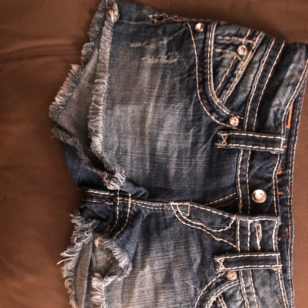 COPY - Rock revival frayed denim shorts
